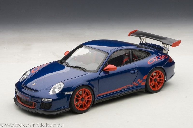 Porsche 911 997 Gt3 Rs 3 8 2010 Blau Rote Streifen Autoart 1